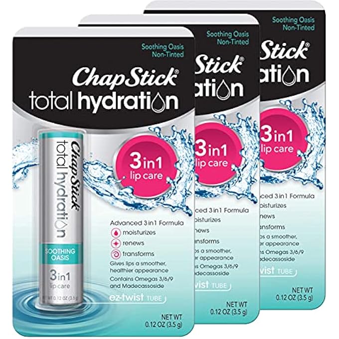 chapstick TOTAL HYDRATION 3-IN-1 LIP CARE SOOTHING OASIS 0.12 OZ (PACK OF 3) - Image 1